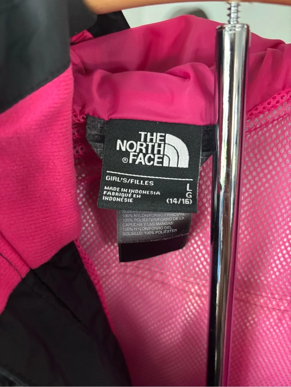 The North Face Kids Black & Gray Rain Jacket with Pink Zipper
